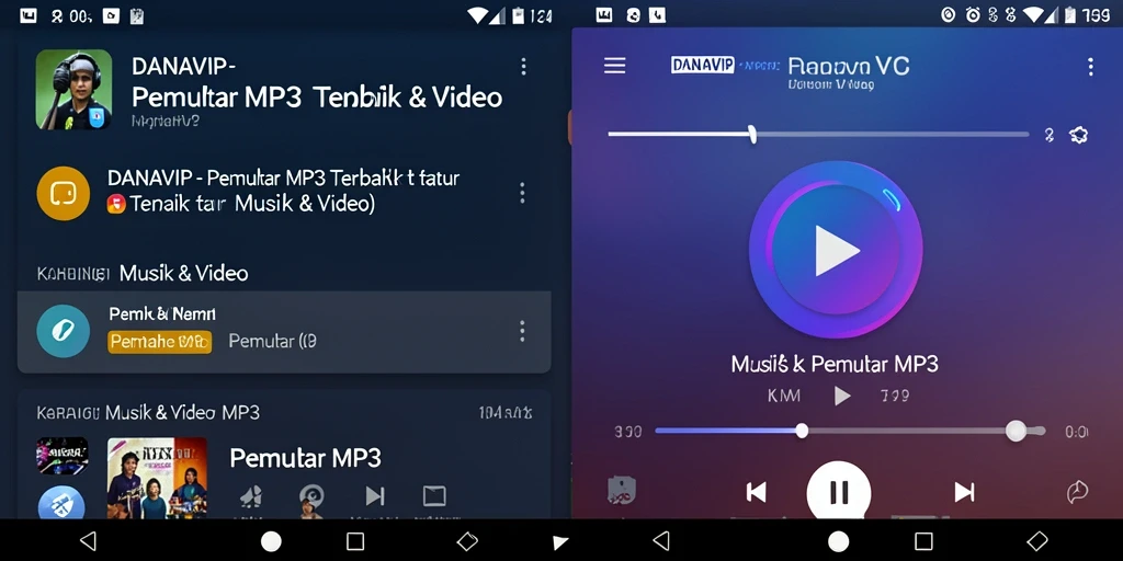 Tampilan antarmuka aplikasi Pemutar MP3 yang menarik dan mudah digunakan.
