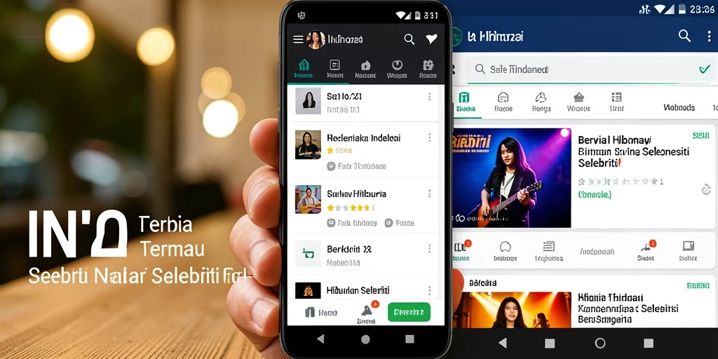 Antarmuka IN22 menampilkan berita selebriti terbaru dengan menarik.