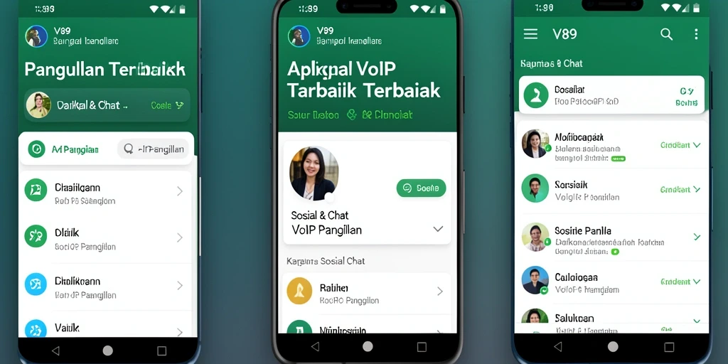 Tampilan antarmuka V89 dengan fitur VoIP Panggilan yang sederhana dan intuitif.