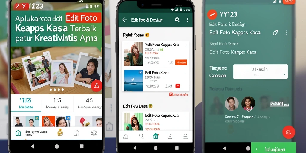 Tampilan utama YY123 dengan berbagai fitur Edit Foto Kertas Kaca.